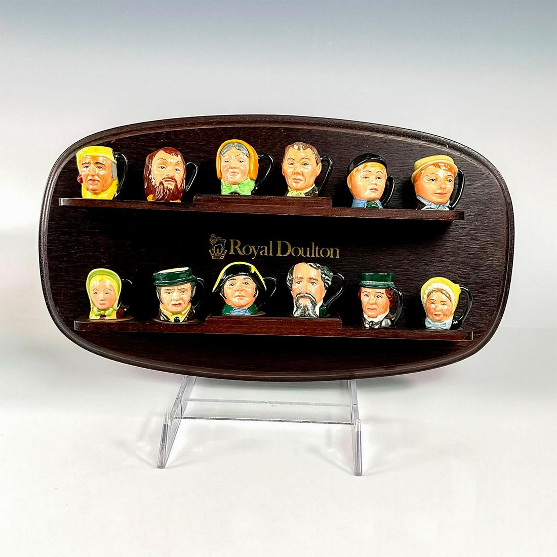 12pc Royal Doulton Tiny Character Jugs With Stand, Dickens (1 of 3)
