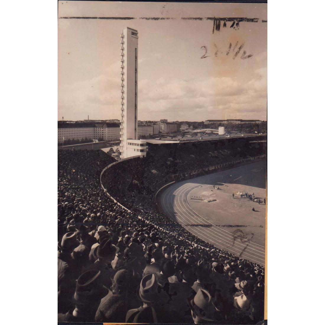 Vintage Black and White Stadium Photo, 1952 Summer Olympics (1 of 2)