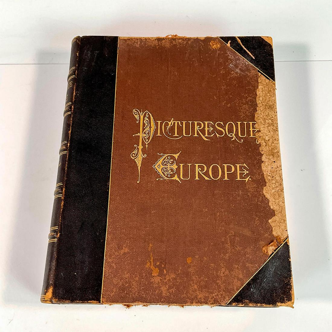 Hardcover Book, Picturesque Europe Vol. 1: Over 450 pages with beautiful illustrations of historical places in Great Britain and the continent. Artist: Bayard Taylor Issued: 1875 Dimensions: 10.25"L x 2.5"W x 13"H Manufacturer: C. Appleton and