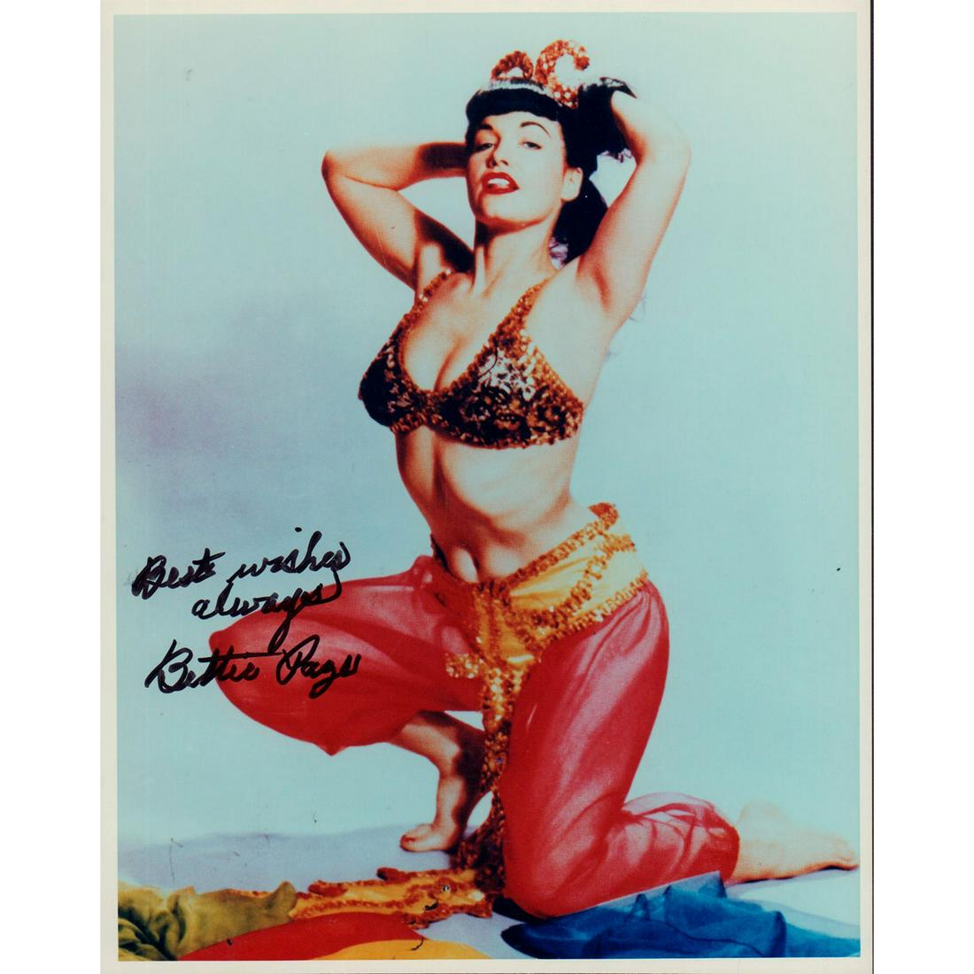 Vintage Bettie Page Color Photograph, Signed (1 of 2)