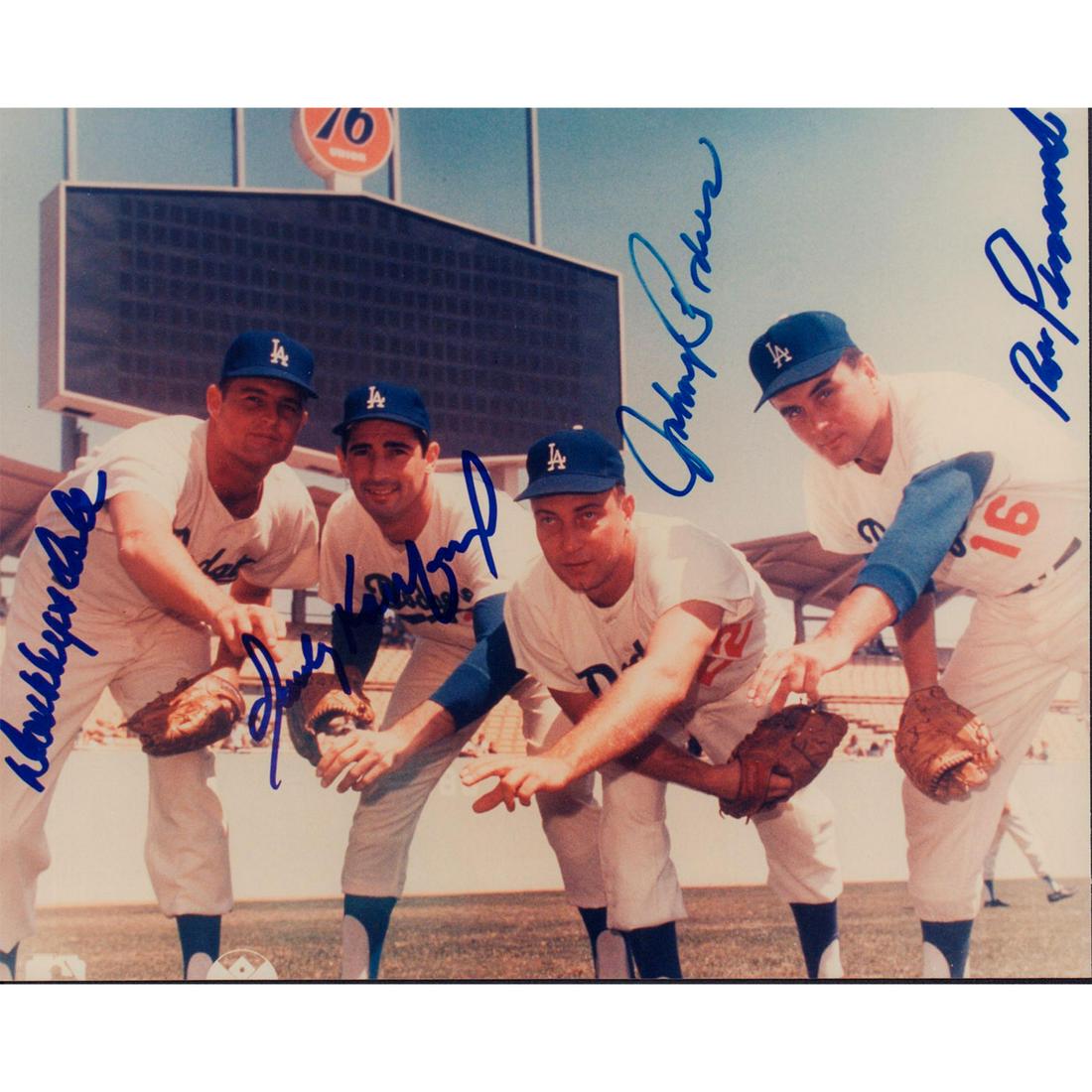 Vintage LA Dodgers Color Photograph, Group of 4 Players (1 of 1)