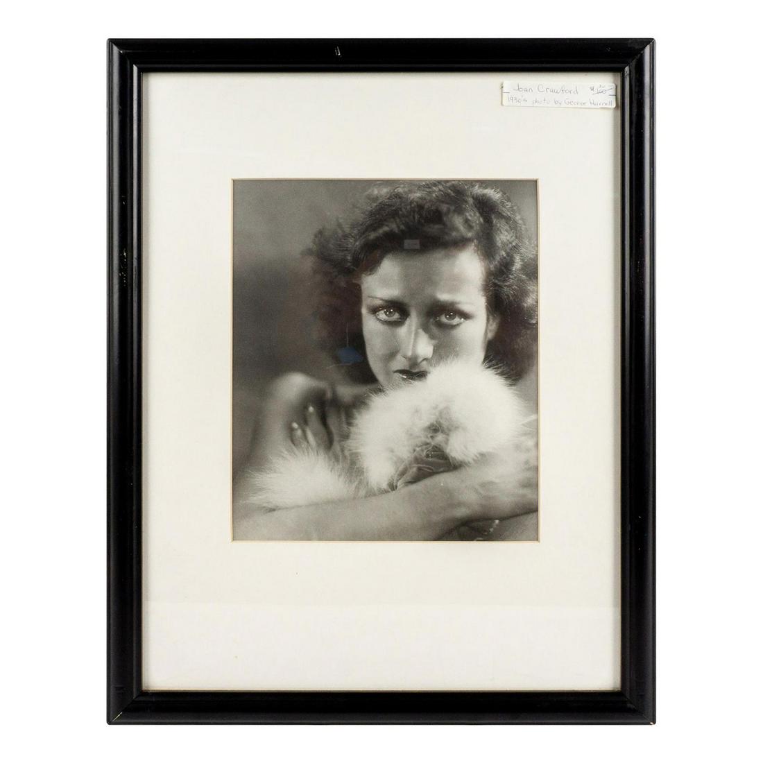 After George Hurrell (American, 1904-1992) Fine Art Print: Titled: Joan Crawford. Artist known as The Master of Glamour Photography. Measures 17" x 13" including frame. Country of Origin: United States