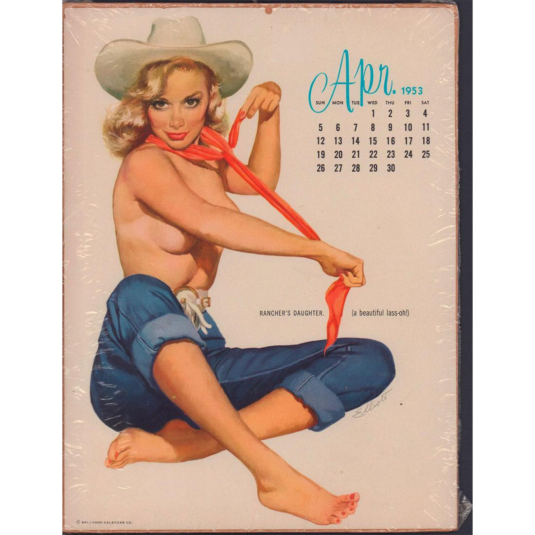 Elliott April 1953 Calendar Art Print, Rancher's Daughter (1 of 1)