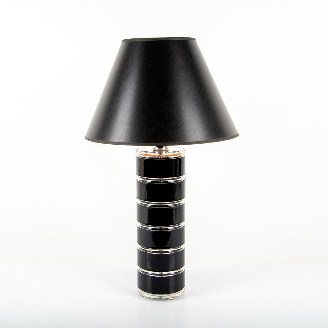 Mid Century Modern Clear and Black Lucite Table Lamp (1 of 4)