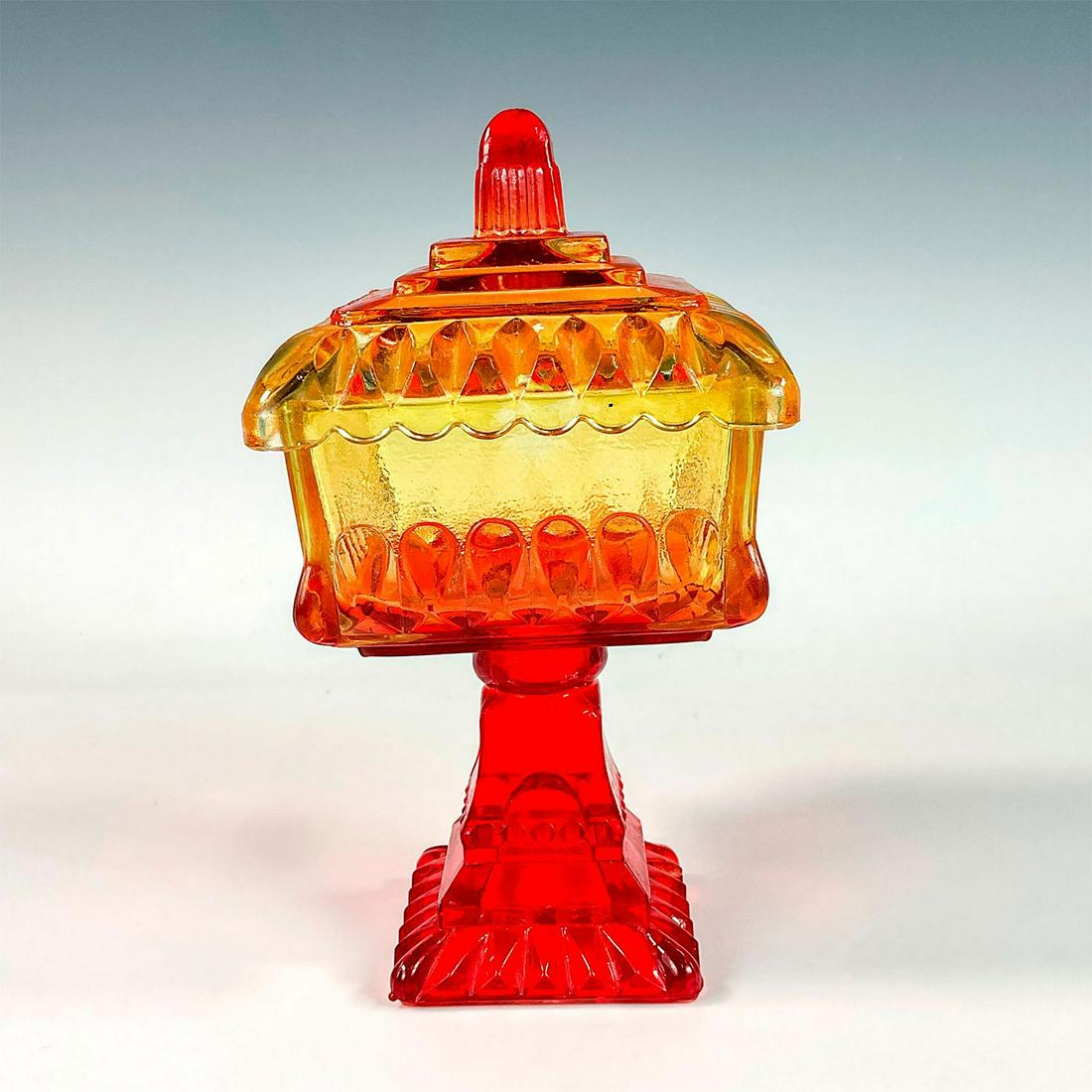 Vintage Jeanette Amberina Glass Wedding Cake Box with Lid (1 of 4)