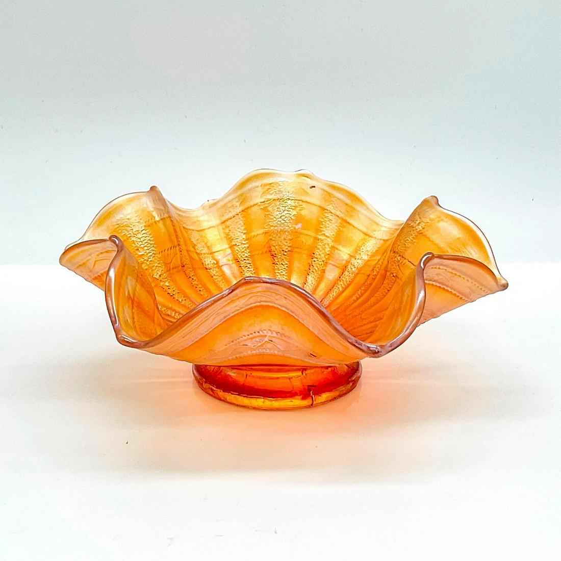 Vintage Fenton Marigold Carnival Glass Dish, Stippled Rays (1 of 3)
