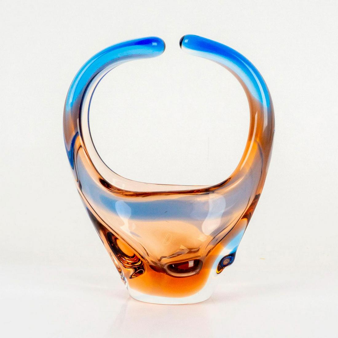 Murano Glass Hand Blown Pulled Freeform Basket Vase (1 of 3)
