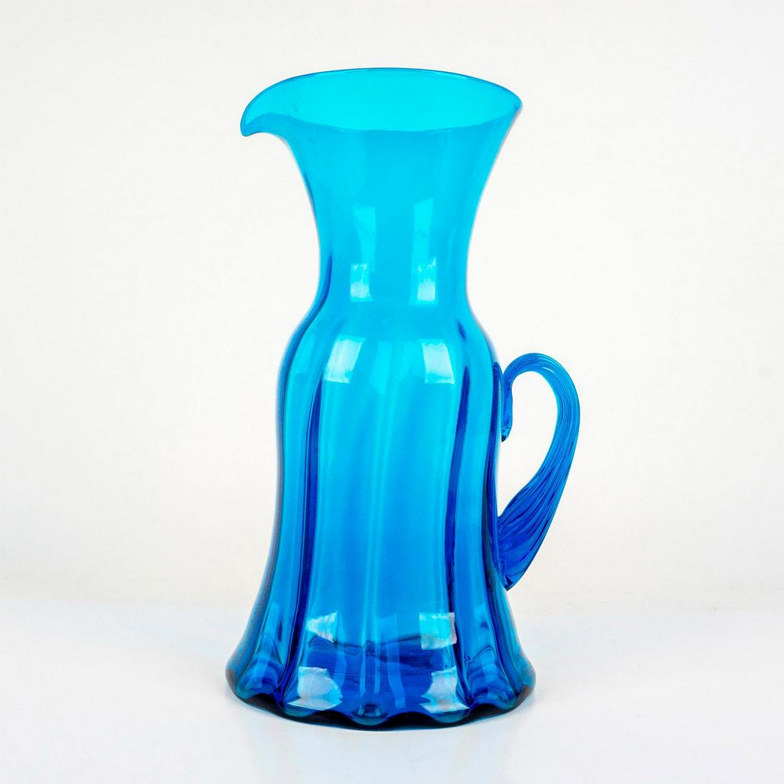 Vintage Large Blue Art Glass Pitcher (1 of 3)