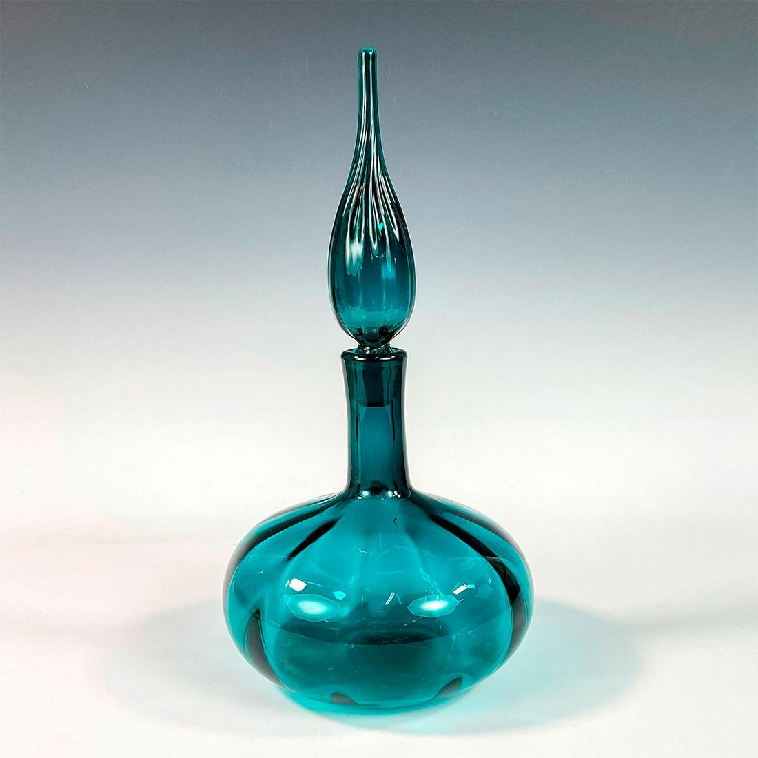 Vintage Turquoise Glass Decanter with Stopper (1 of 4)