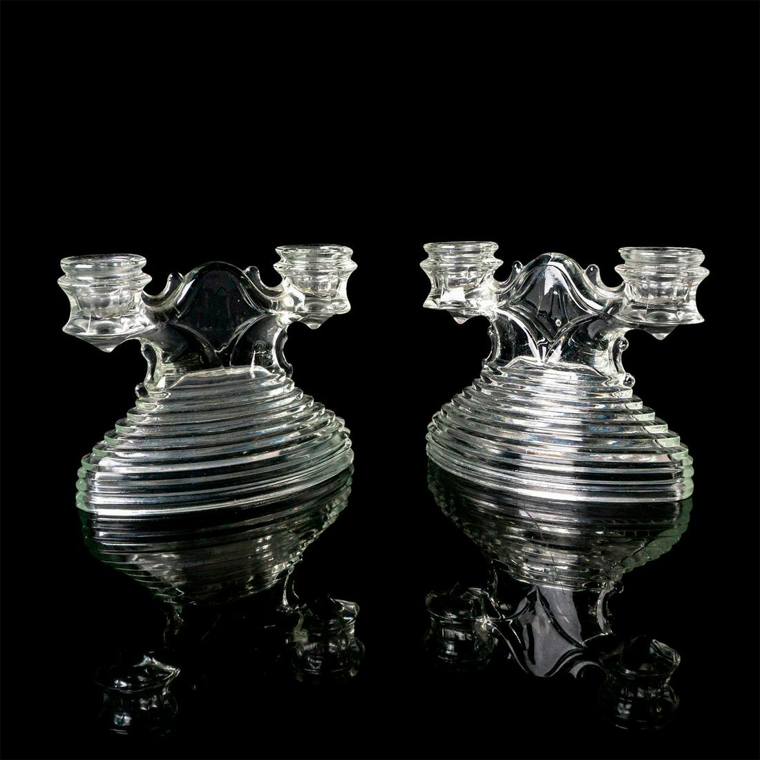 Pair of Glass Candlesticks, Anchor Hocking, Park Avenue (1 of 3)