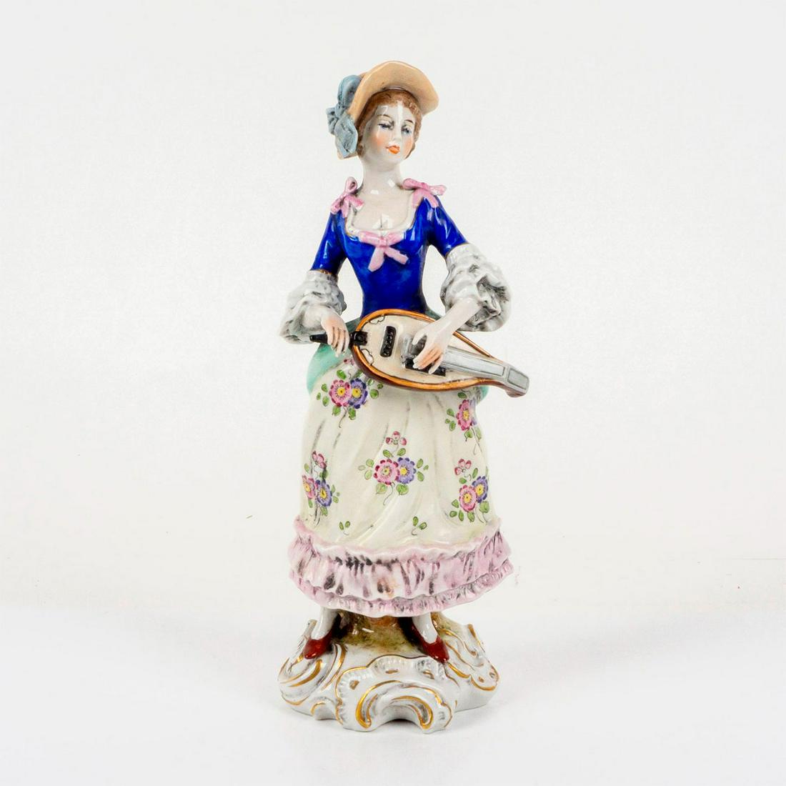 Antique Capodimonte Porcelain Figurine Lady Musician (1 of 4)