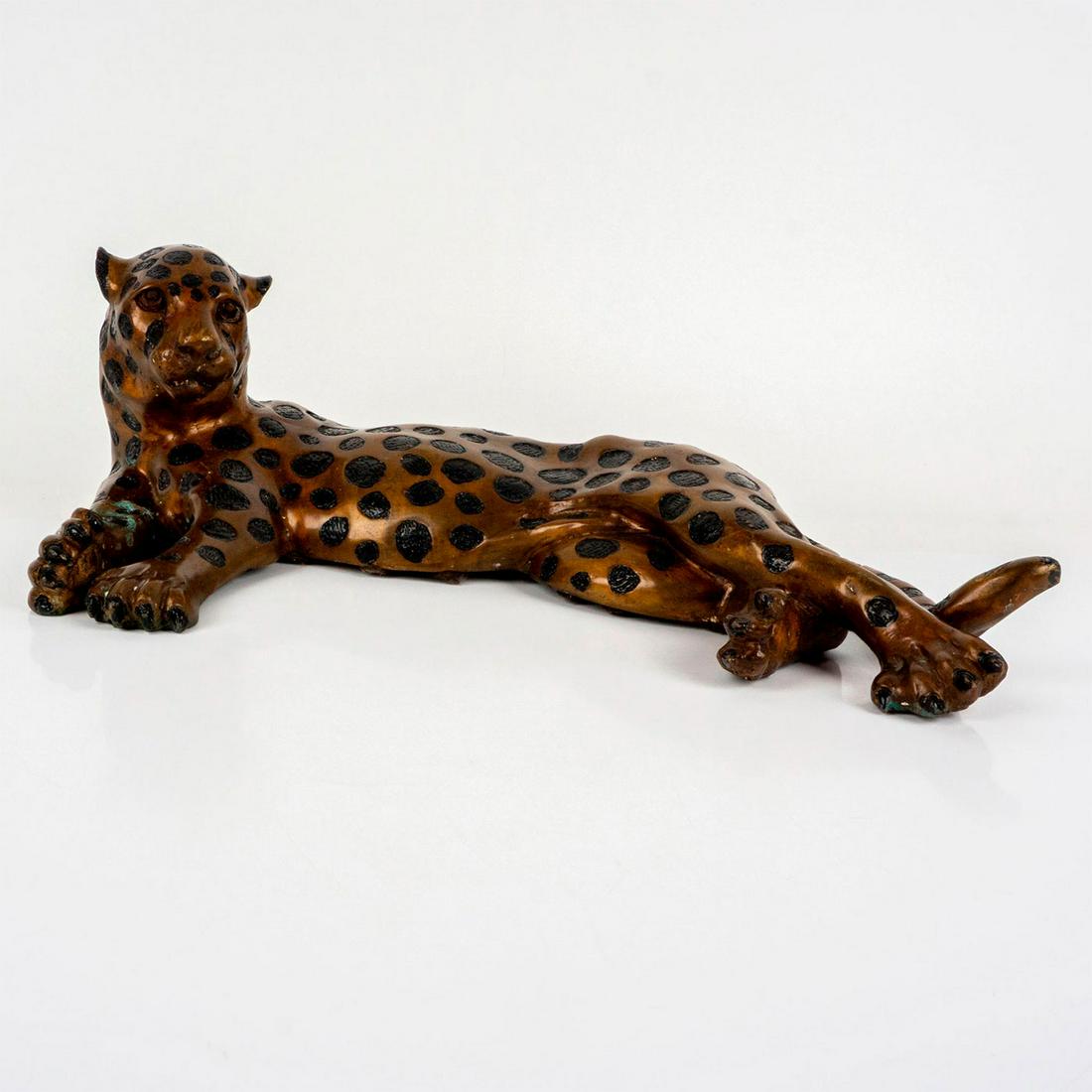 Vintage Hollywood Regency Style Painted Bronze Leopard (1 of 3)