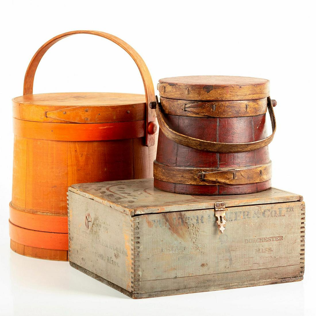 3pc Vintage Wooden Box and Containers with Lids (1 of 11)
