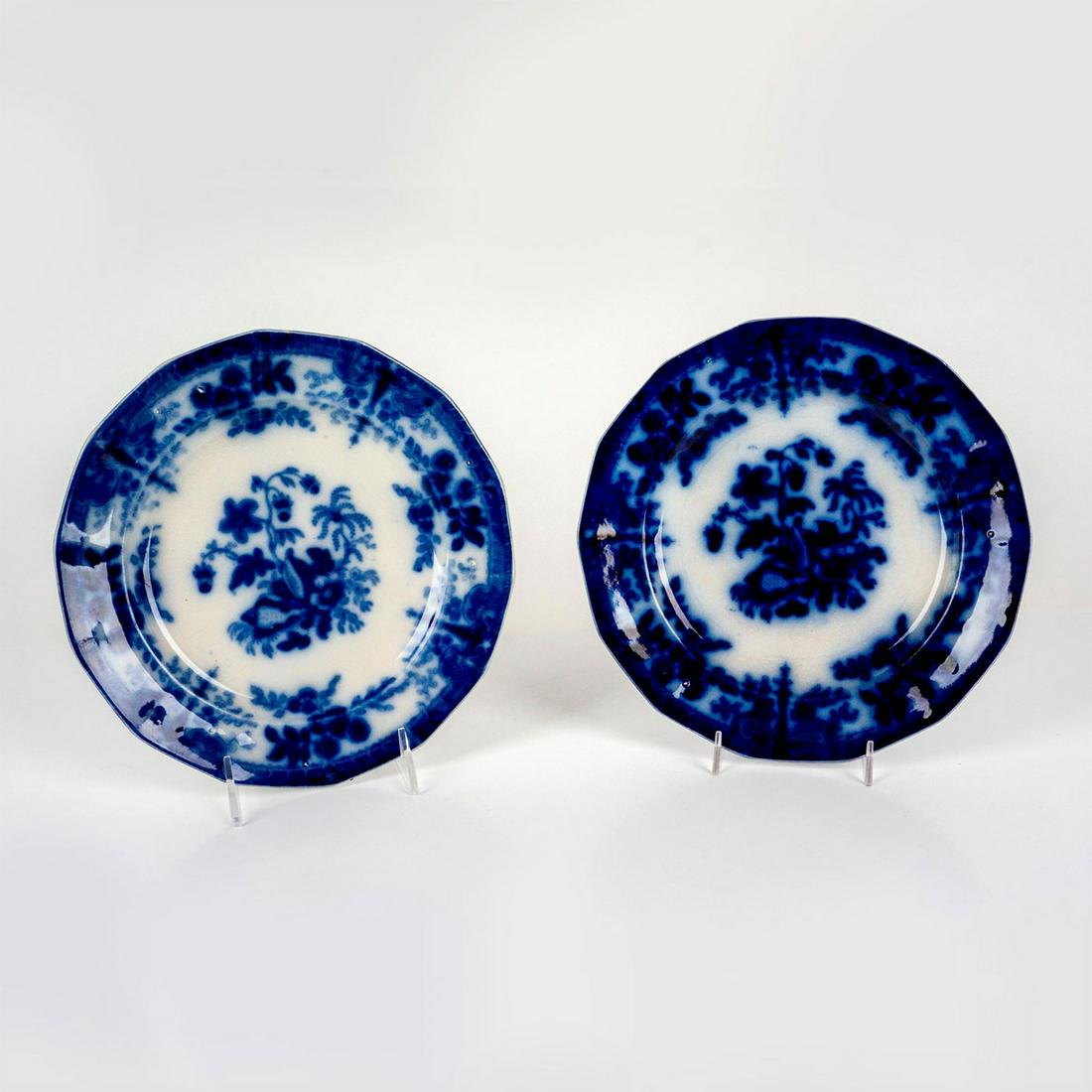 2pc Antique E.C. Ironestone Flow Blue Shell Dinner Plate (1 of 3)