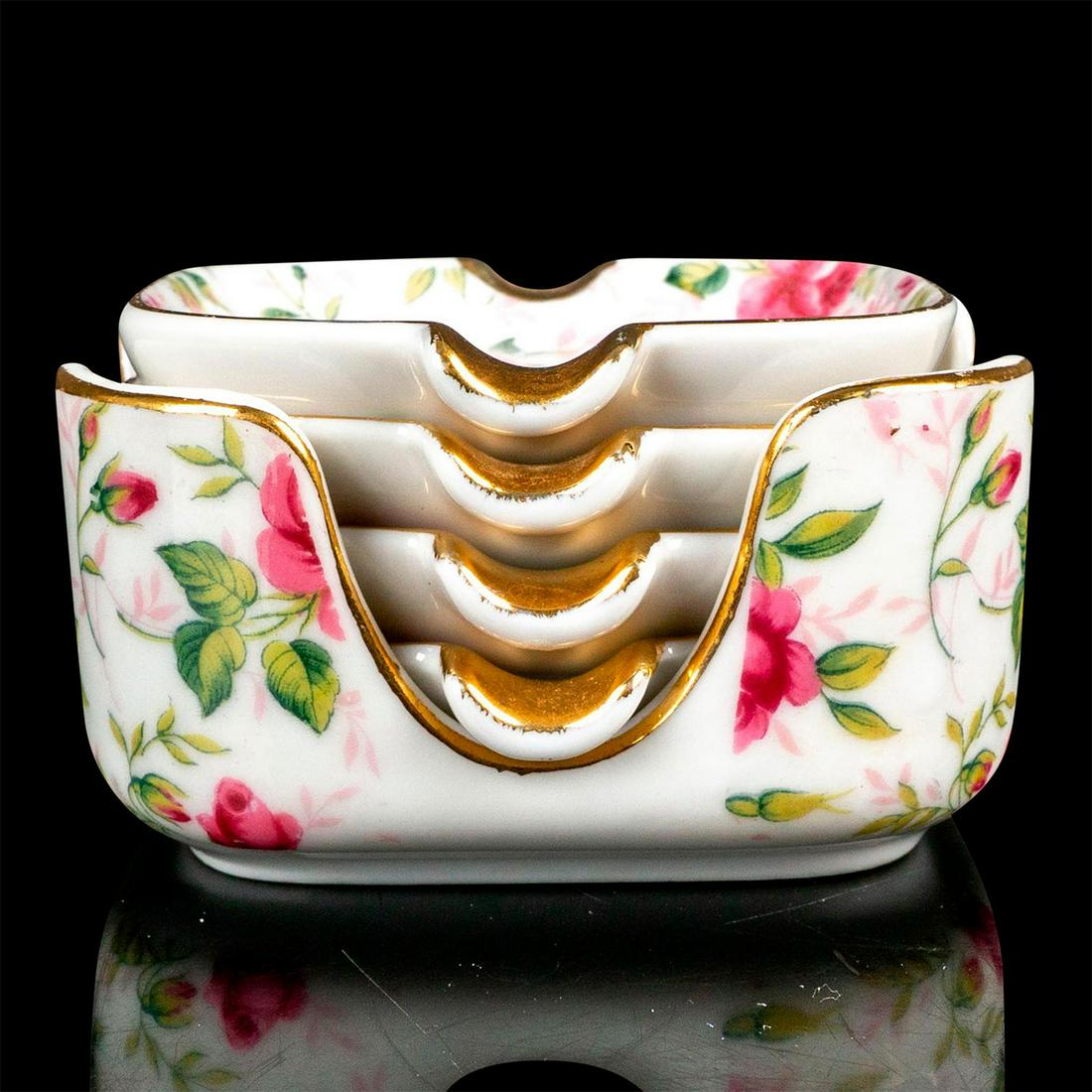 5pc Vintage Lefton China Porcelain Ashtray Set (1 of 6)