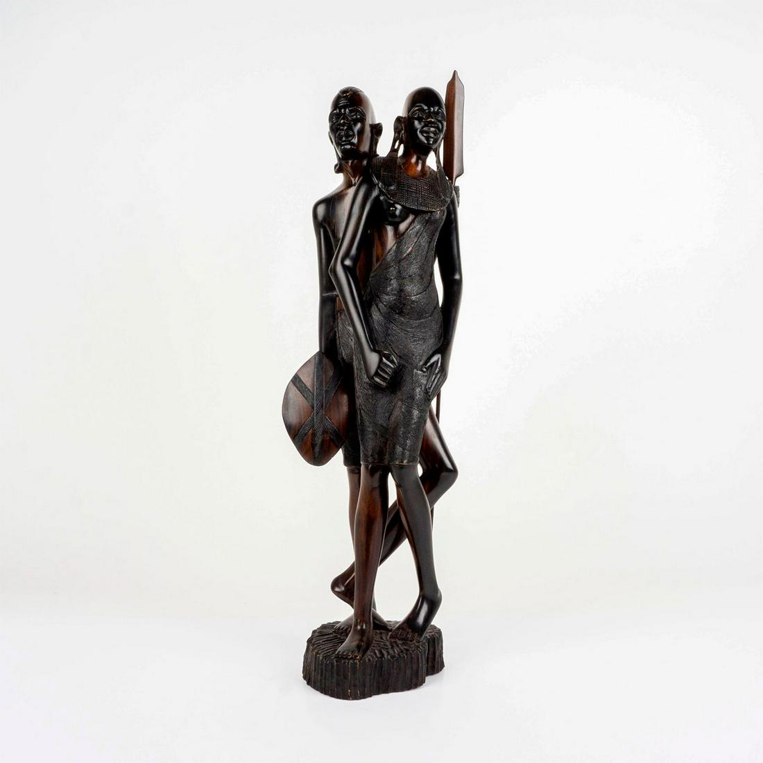African Ebony Wood Sculpture Maasai Tribal Figures (1 of 3)