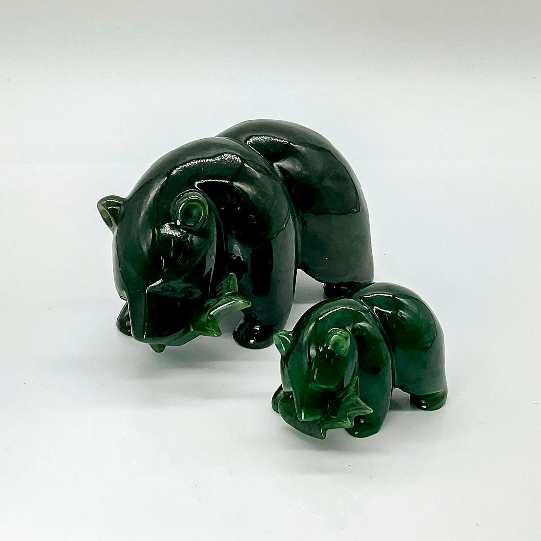 2pc Jade Bears with Fish from Canada (1 of 3)