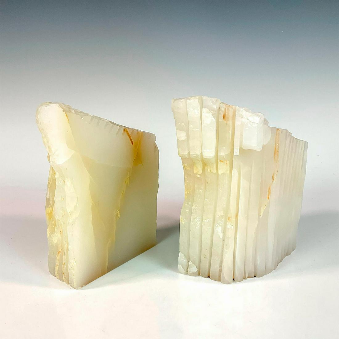 2pc Modern Casa de Onyx Bookends, White Onyx (1 of 6)