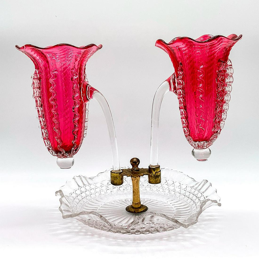 Vintage Cranberry Glass Epergne Vase (1 of 3)