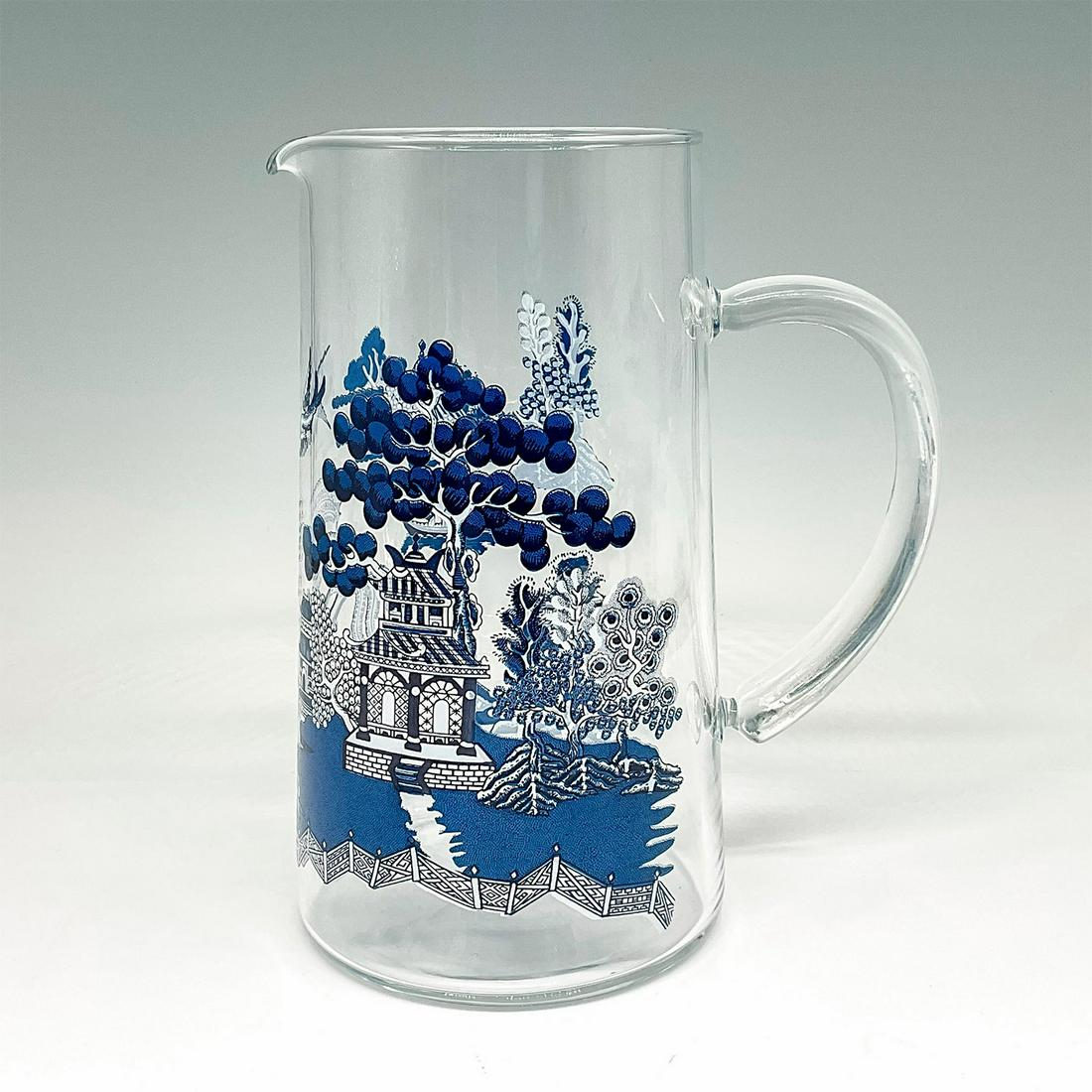 Chinoiserie Glass Blue Willow Pitcher (1 of 3)