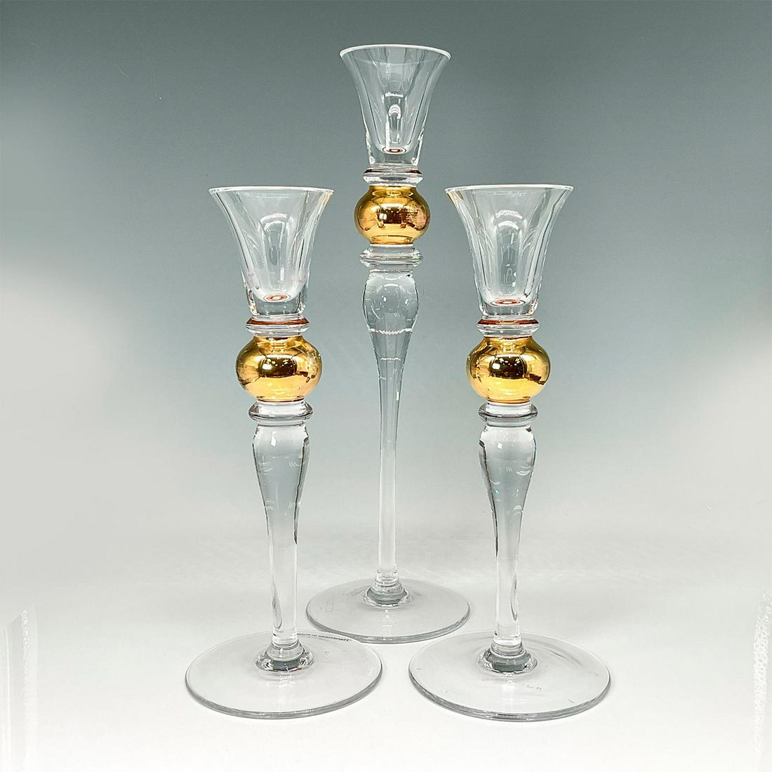 3pc Crystal Candle Holders with Gold Detail (1 of 3)