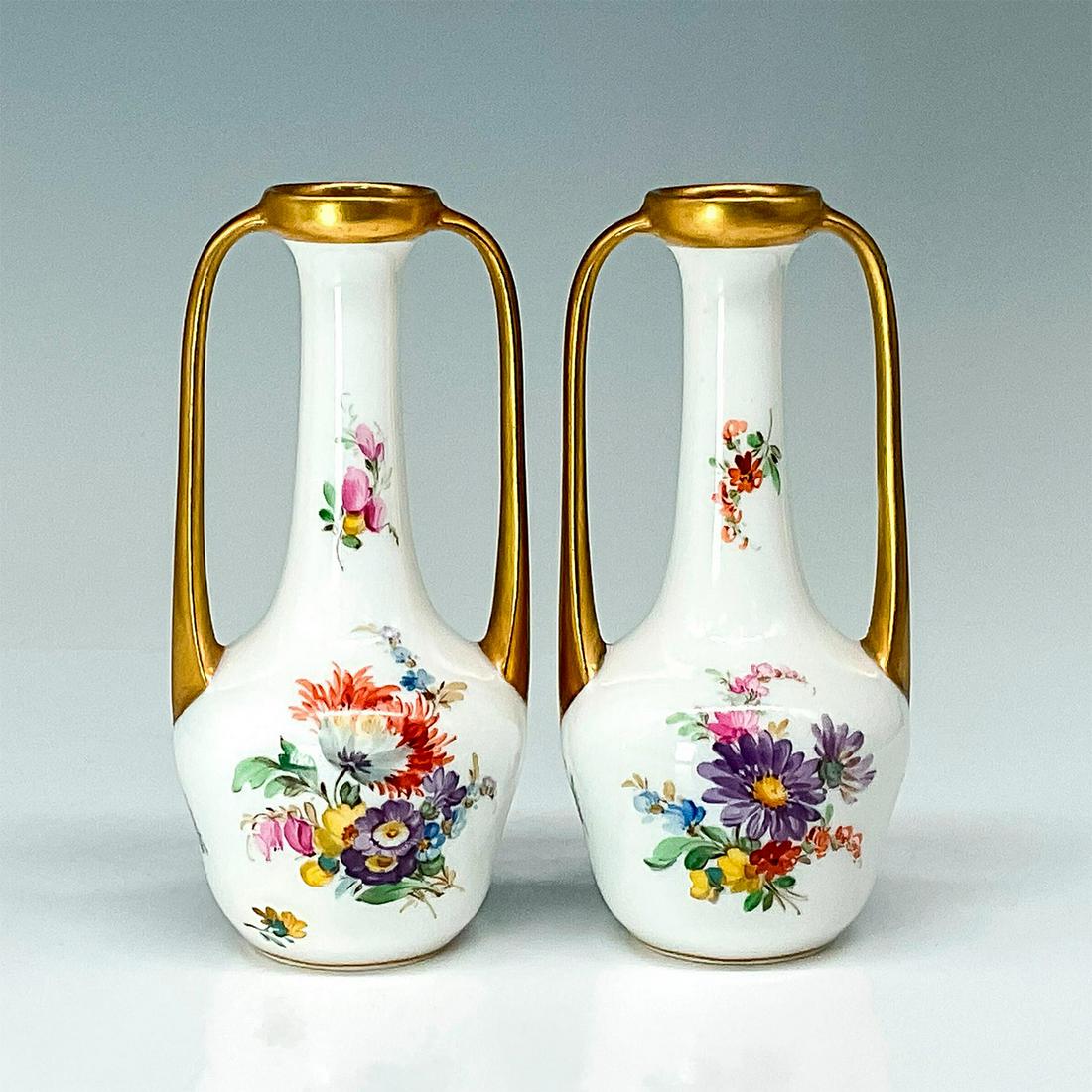 2pc Dresden Ambrosius Lamm Floral Vases (1 of 3)