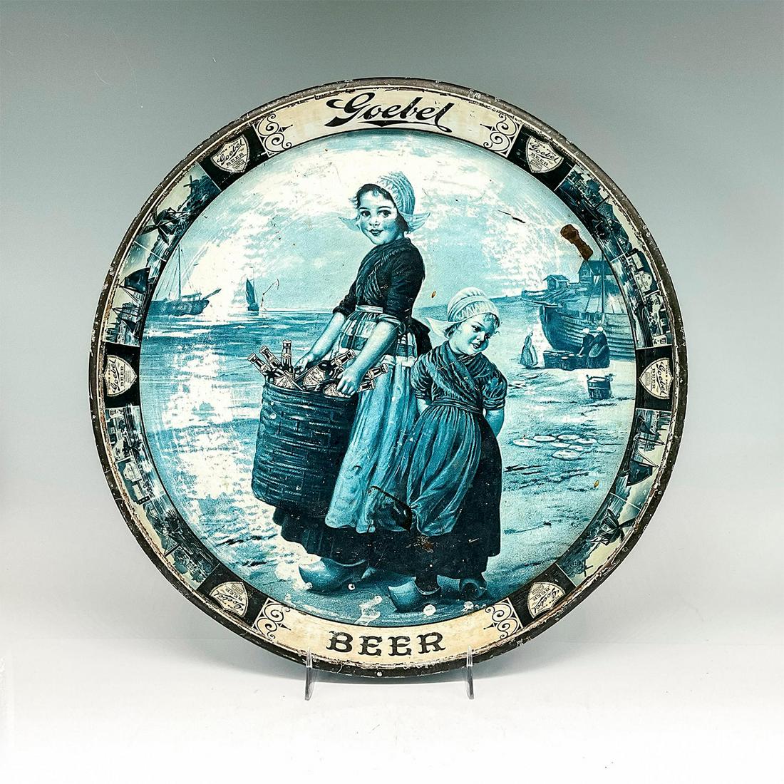 Goebel Beer Tray, Steel with Girls in Blue and White (1 of 2)