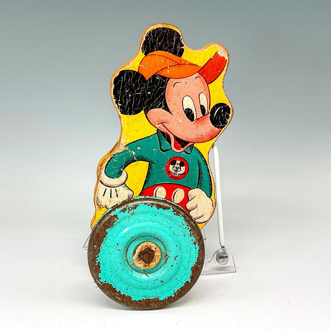 Gong Toy Mfg. Mickey Mouse Club Pull Push Toy Bell Wheels (1 of 3)