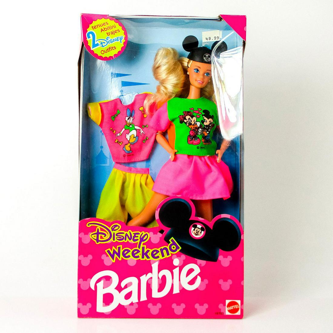 Vintage Mattel Barbie Doll, Disney Weekend: In original box, unopened. #10723. Dimensions of box: 13"L x 7"W x 2.5"H. Issued: 1993 Dimensions: 11.5"H Manufacturer: Mattel