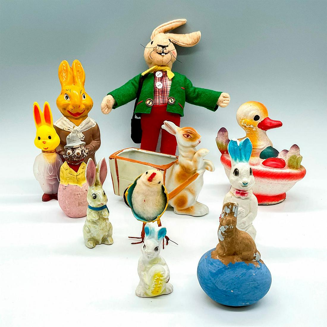 11pc Collection of Easter Bunnies and Chalkware Duck Figures (1 of 3)