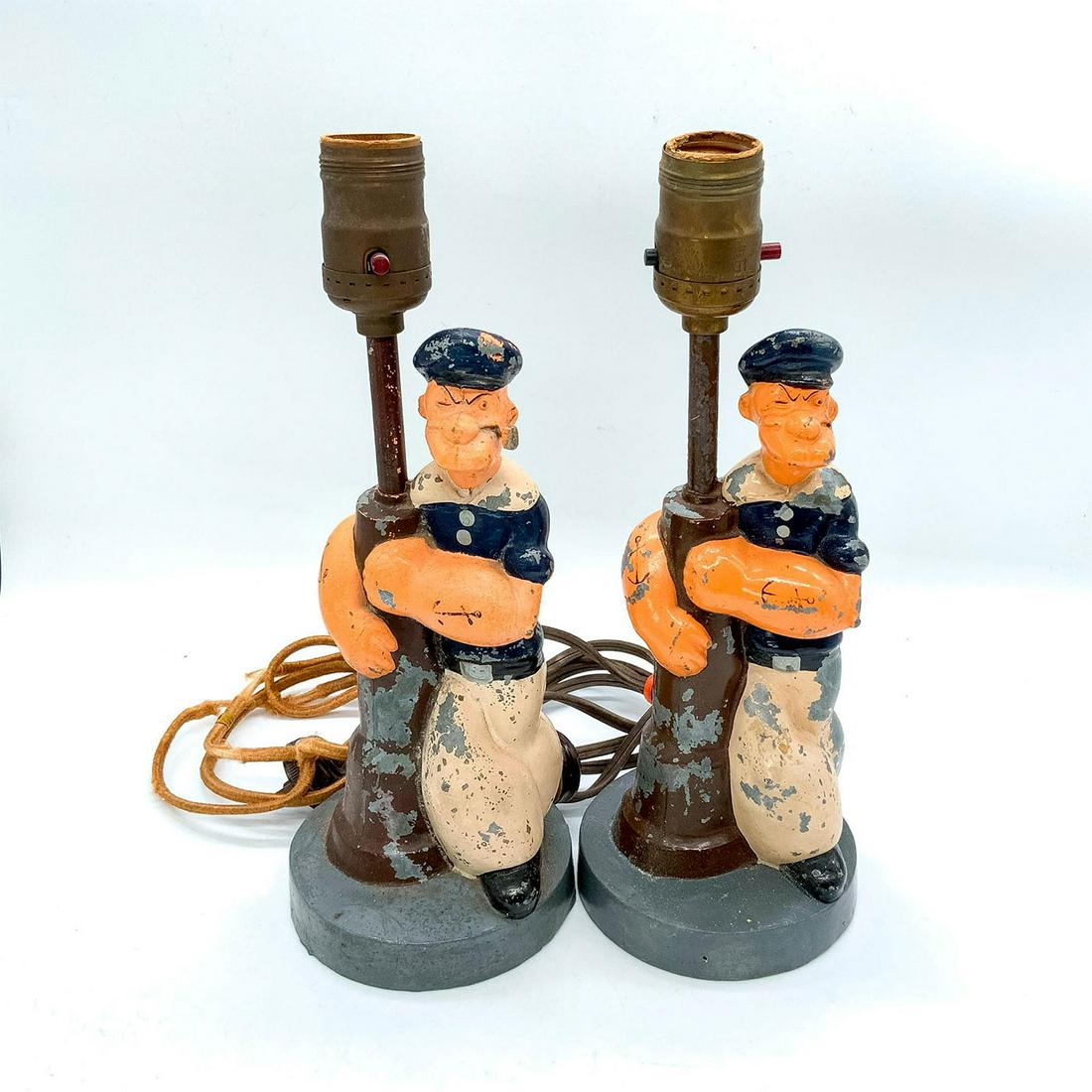Pair of King Features Popeye Metal Lamps (1 of 3)