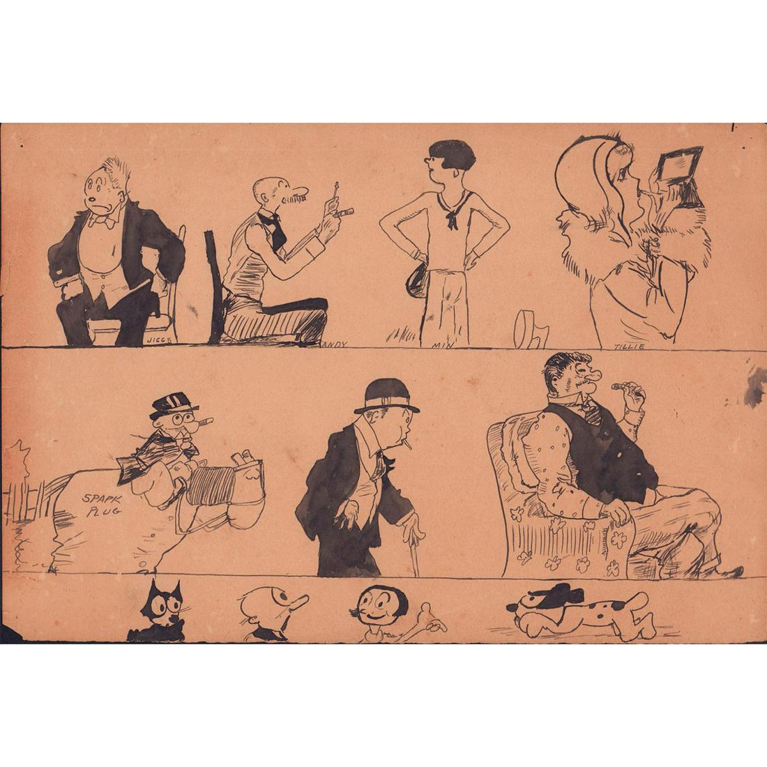 Original Ink Illustrations of Early Comic Strip Characters (1 of 1)
