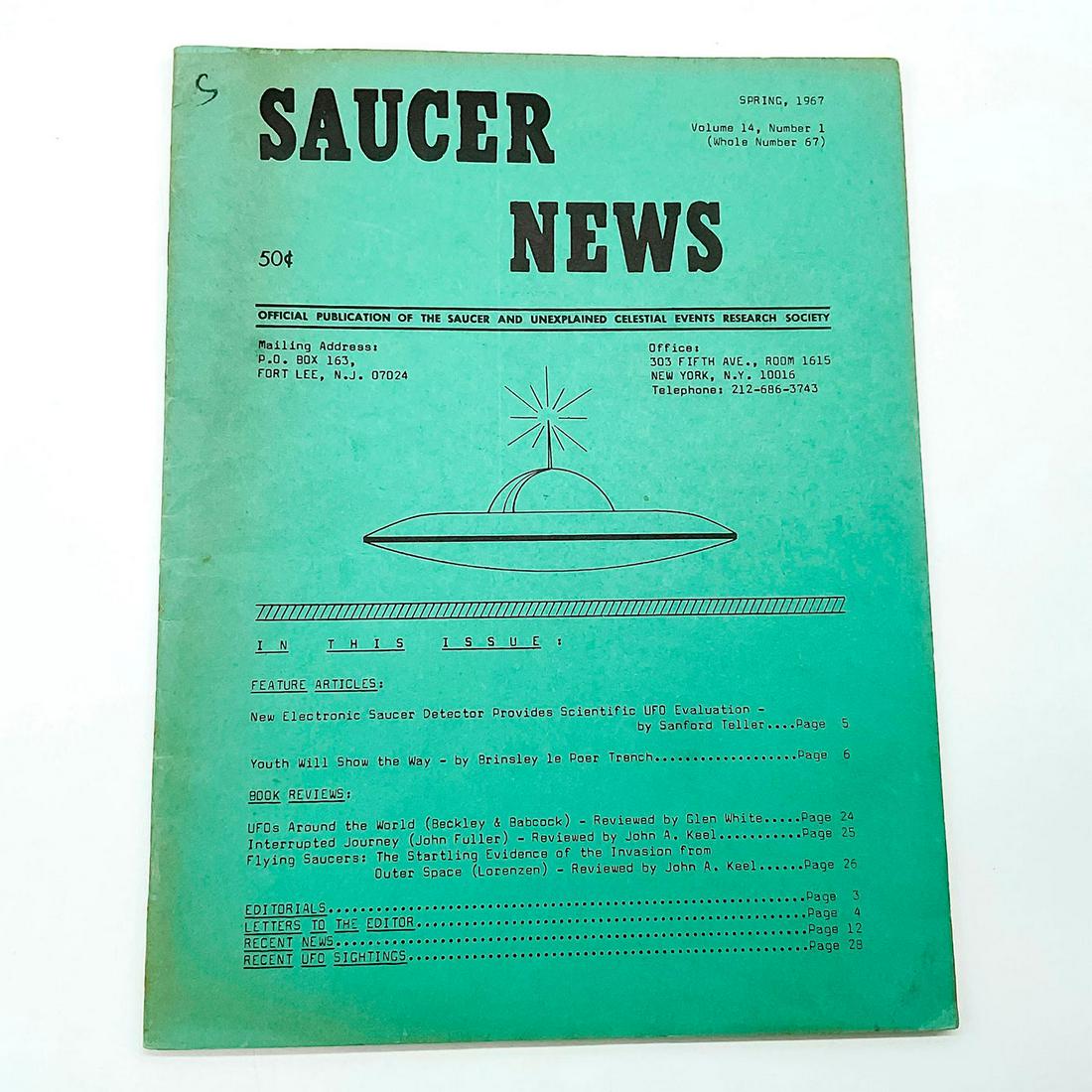 Astronaut Edgar Mitchell's Copy of Saucer News Magazine, Spring 1967 (1 of 2)