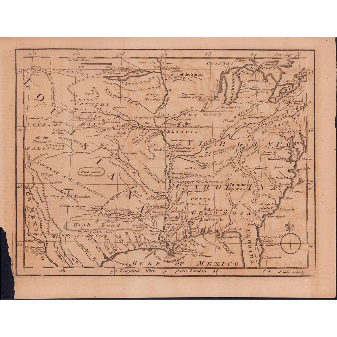 John Gibson, Early Map of Louisiana and British Colonies (1 of 1)