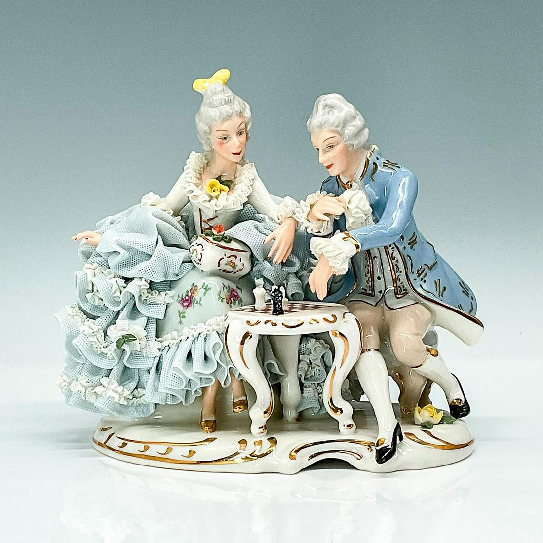 Sandizell Dresden Figure, Couple Playing Chess (1 of 3)