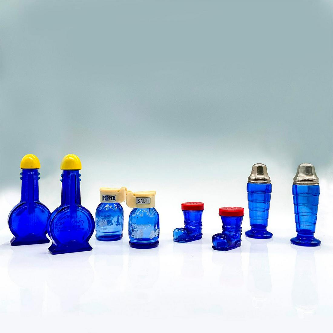 8pc Hazel Atlas Cobalt Blue Glass, Salt and Pepper Shakers (1 of 3)
