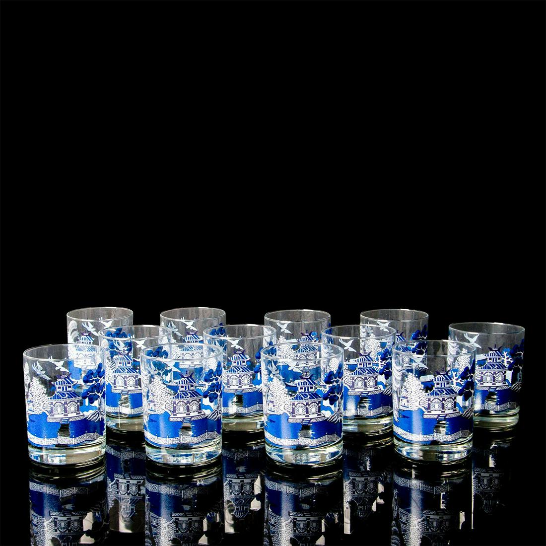 12pc Chinoiserie Blue Willow Rocks Glasses (1 of 4)