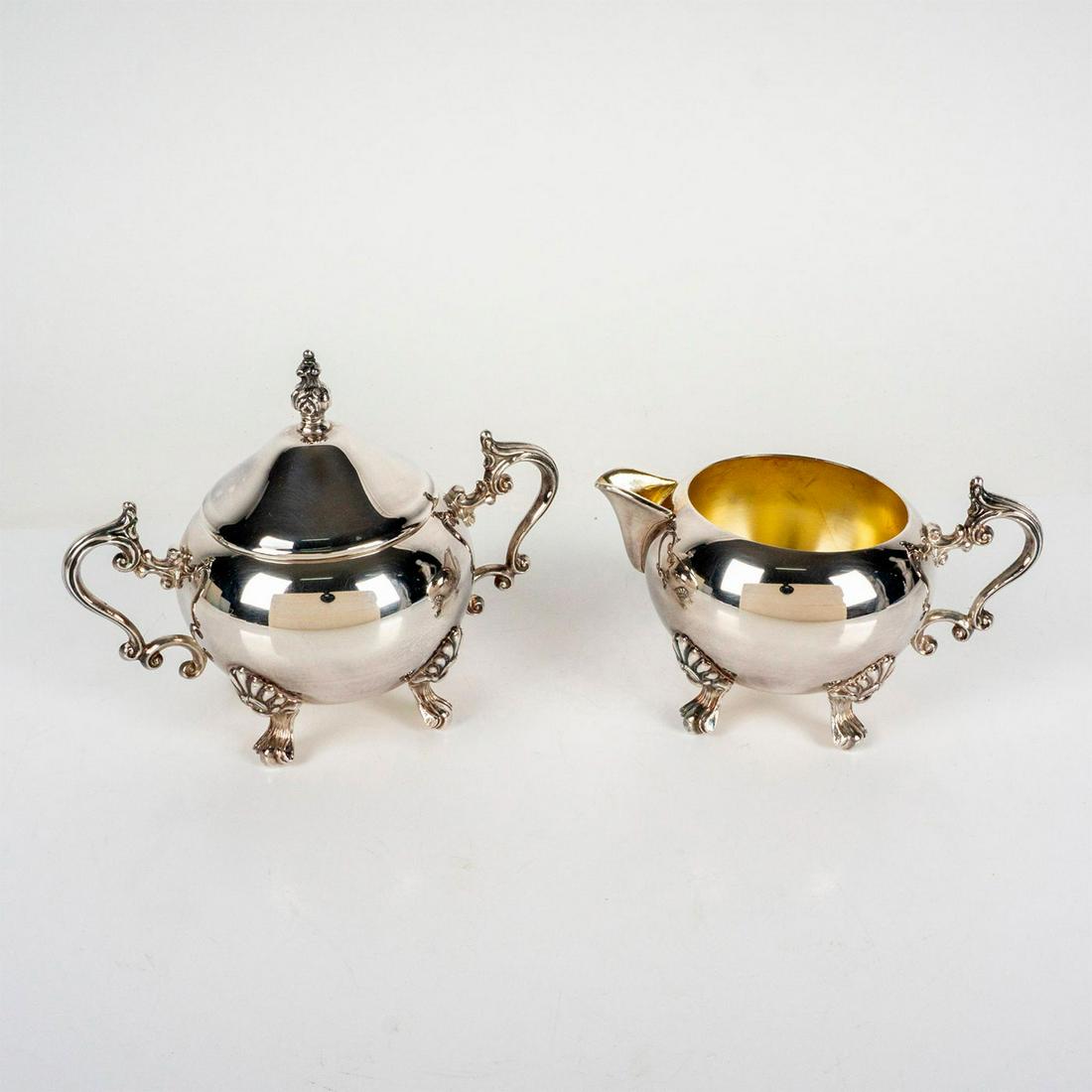 2pc F.B. Rogers Silver Plated Creamer and Sugar Bowl (1 of 4)