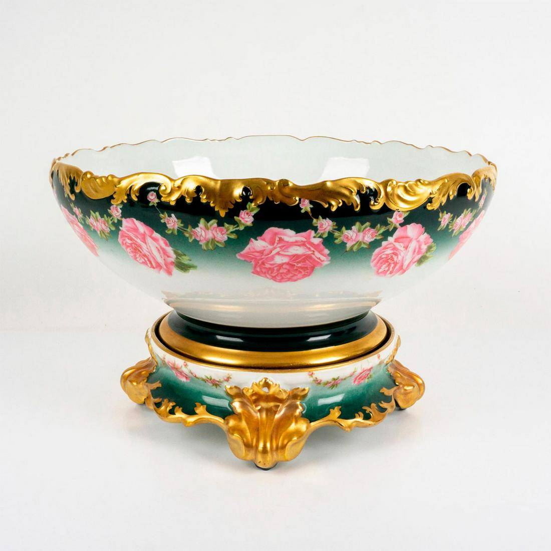 Tressemanes and Vogt Limoges Porcelain Punch Bowl + Base (1 of 7)