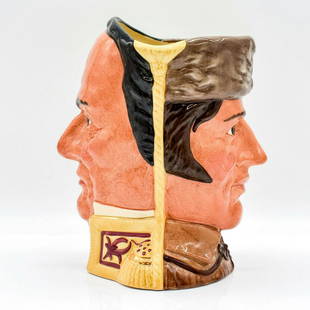 Davy Crockett Santa Anna D6729 - Large - Royal Doulton Character Jug: Yellow and brown coloration. Limited edition number 1272 of 9500 pieces. Davy Crockett (1786 - 1836) was a hunter and expert marksman, as well as a gregarious drinker. Antonio Lopez de Santa Anna (179