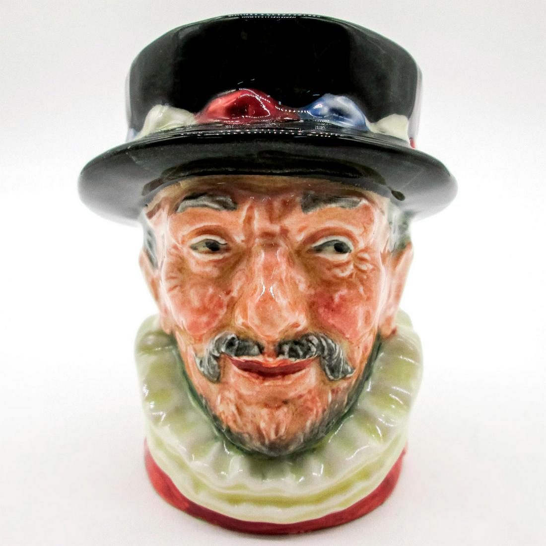 Beefeater GR D6233 - Small - Royal Doulton Character Jug: Pink with "GR" cipher handle. The London Collection series. Royal Doulton backstamp. Good condition. #royaldoulton #beefeater Weight: 4.7 oz Artist: Harry Fenton Issued: 1947 - 1953 Dimensions: 3.25"H