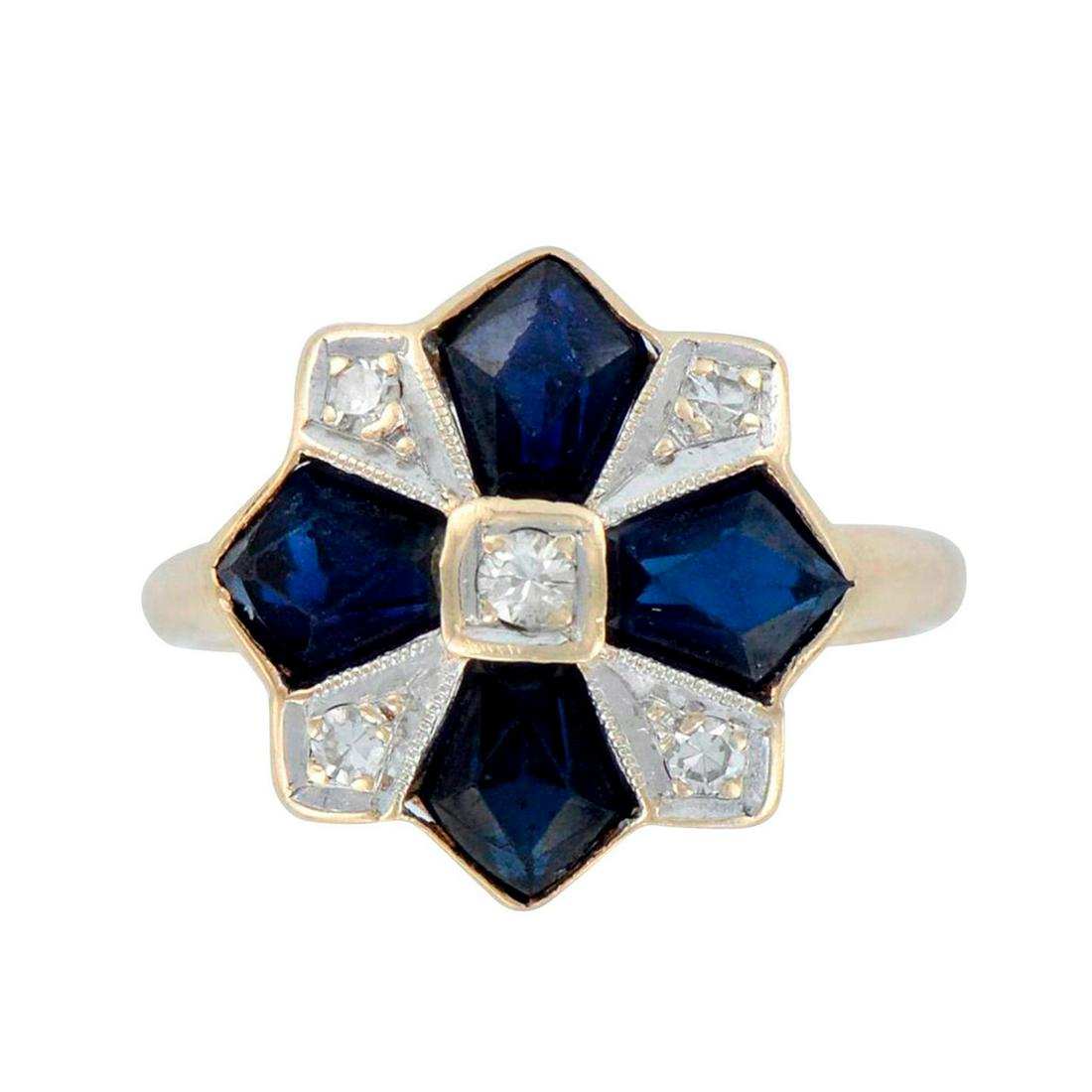 14K Yellow Gold Sapphire and Diamonds Ring (1 of 6)