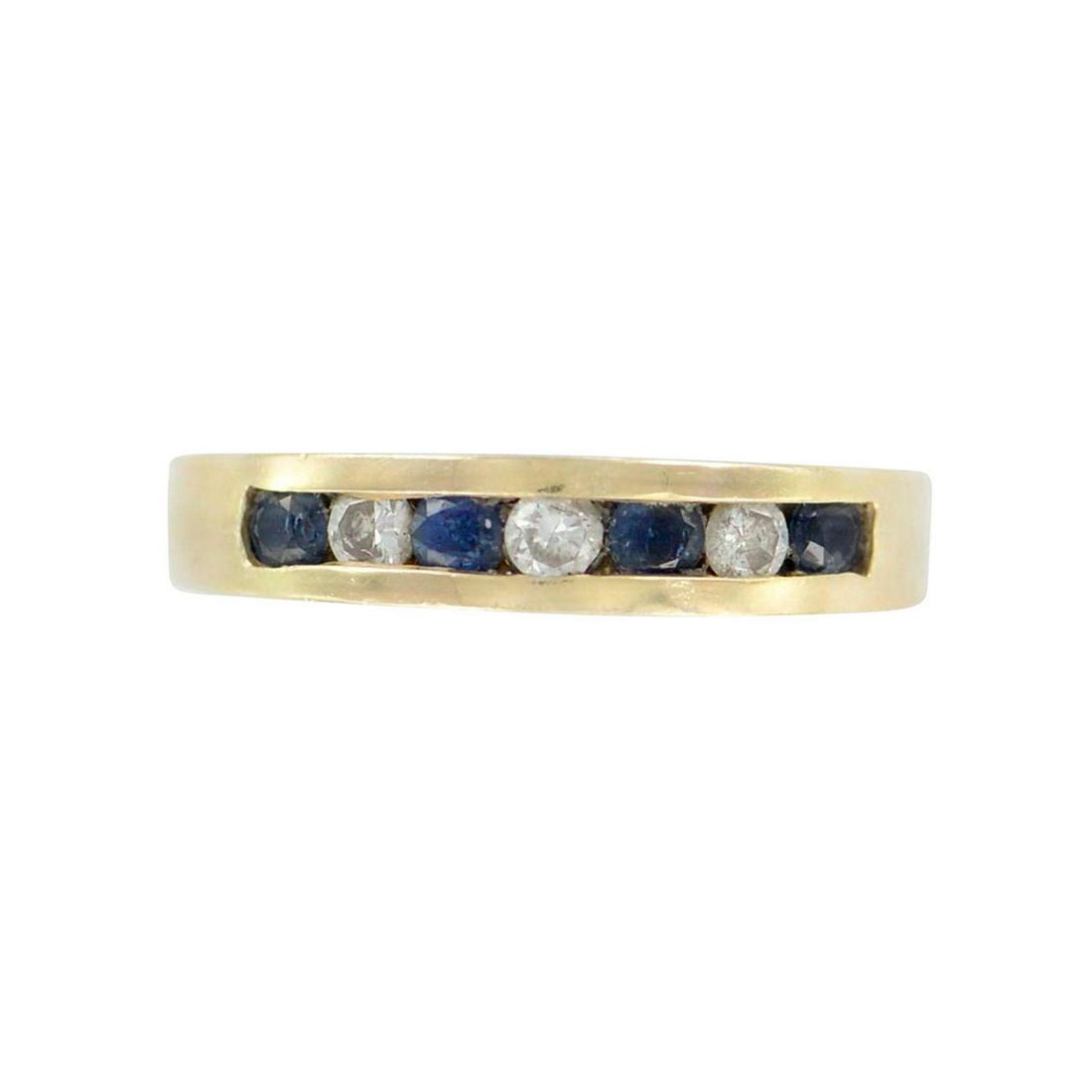Cute Simple 14K Gold with Clear and Blue Crystals Ring (1 of 5)