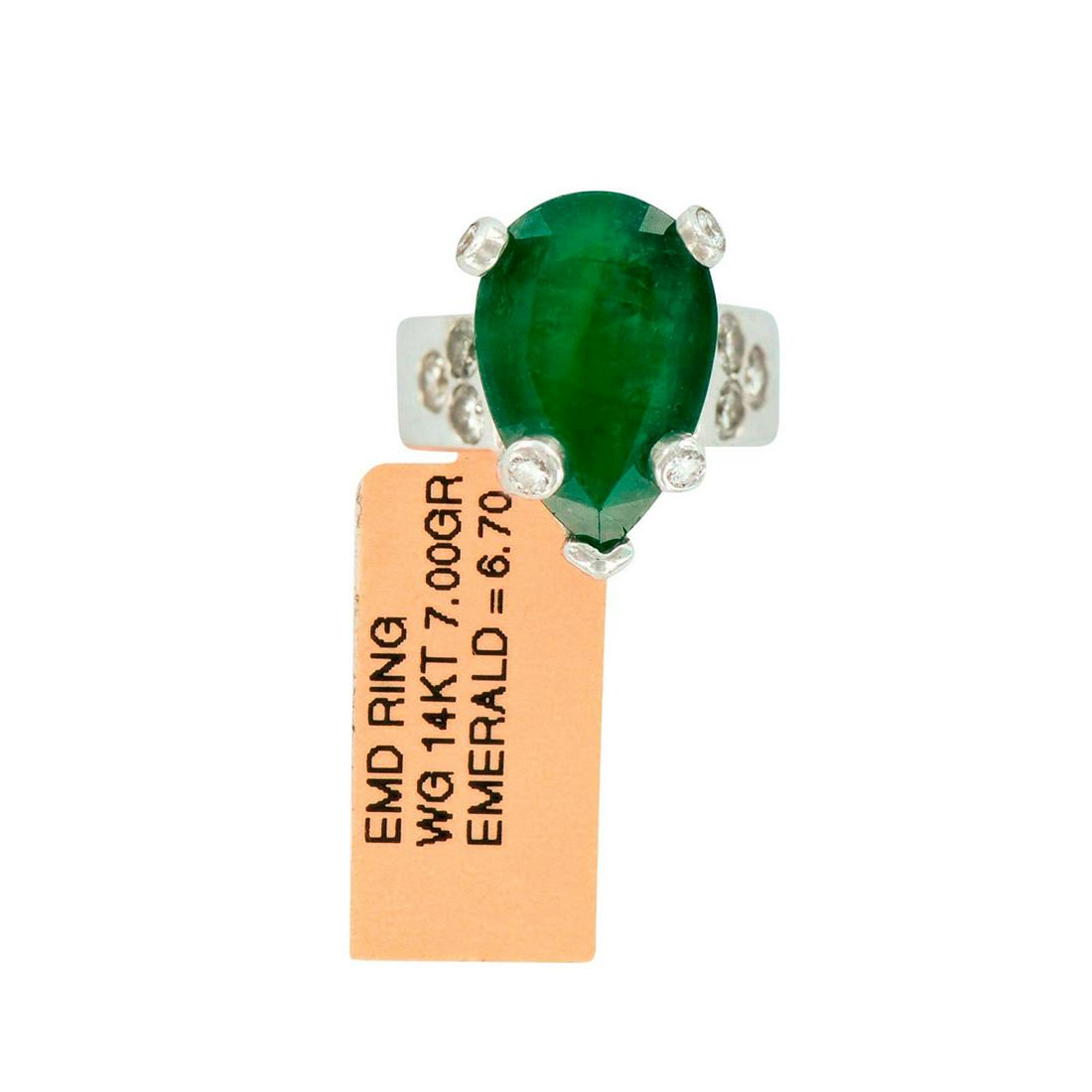 14K White Gold 6.70ct Emerald and Diamond Ring (1 of 5)