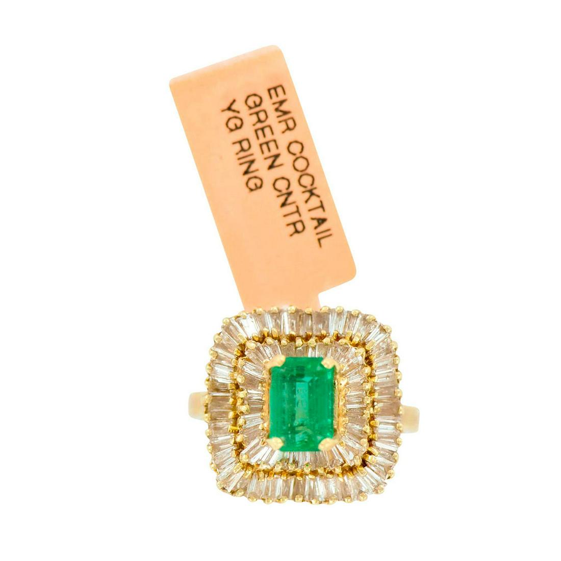 Gorgeous 4.75ctw Emerald and Diamonds 14K Yellow Gold Cocktail Ring (1 of 5)