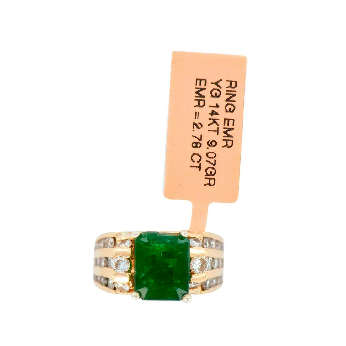 14K Yellow Gold 2.78ct Emerald and Diamond Ring (1 of 6)