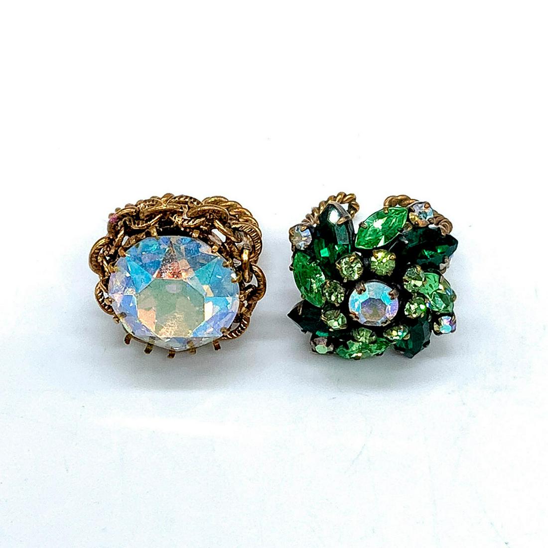 Set of Two Gold Tone Rhinestone Adjustable Cocktail Rings (1 of 4)
