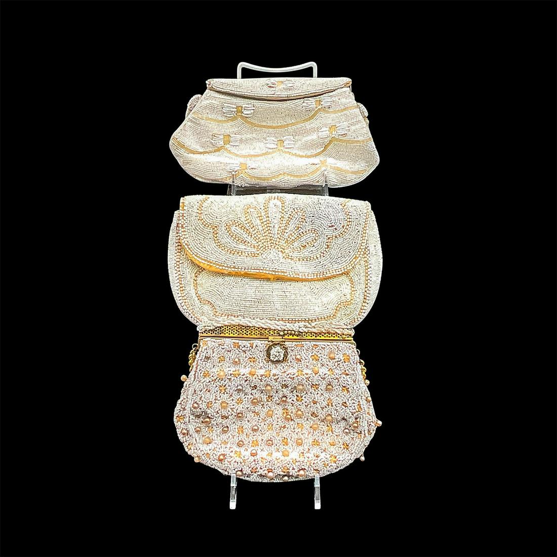 3pc Vintage White Beaded Handbags (1 of 8)
