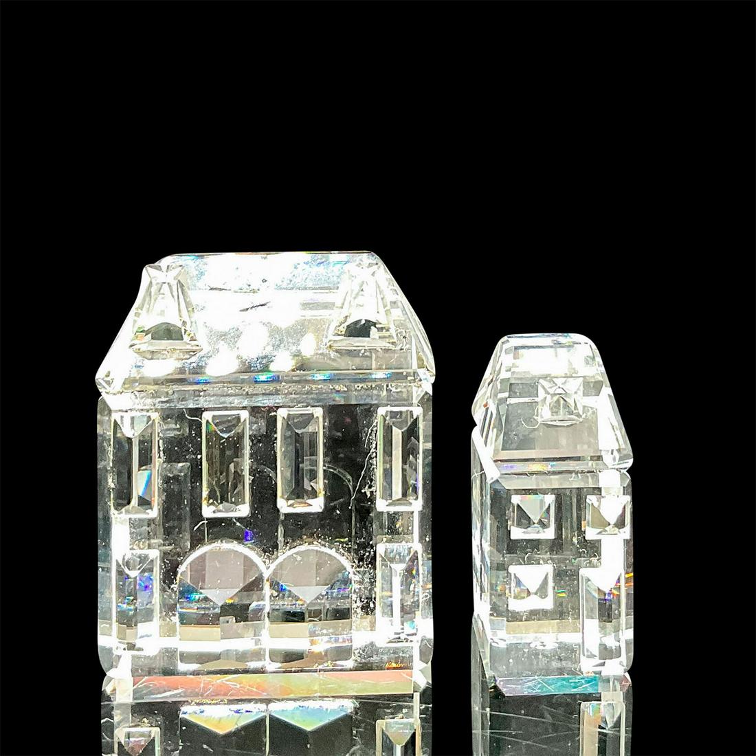 Set of 2 Swarovski Silver Crystal Figurines, Houses 158981 (1 of 3)