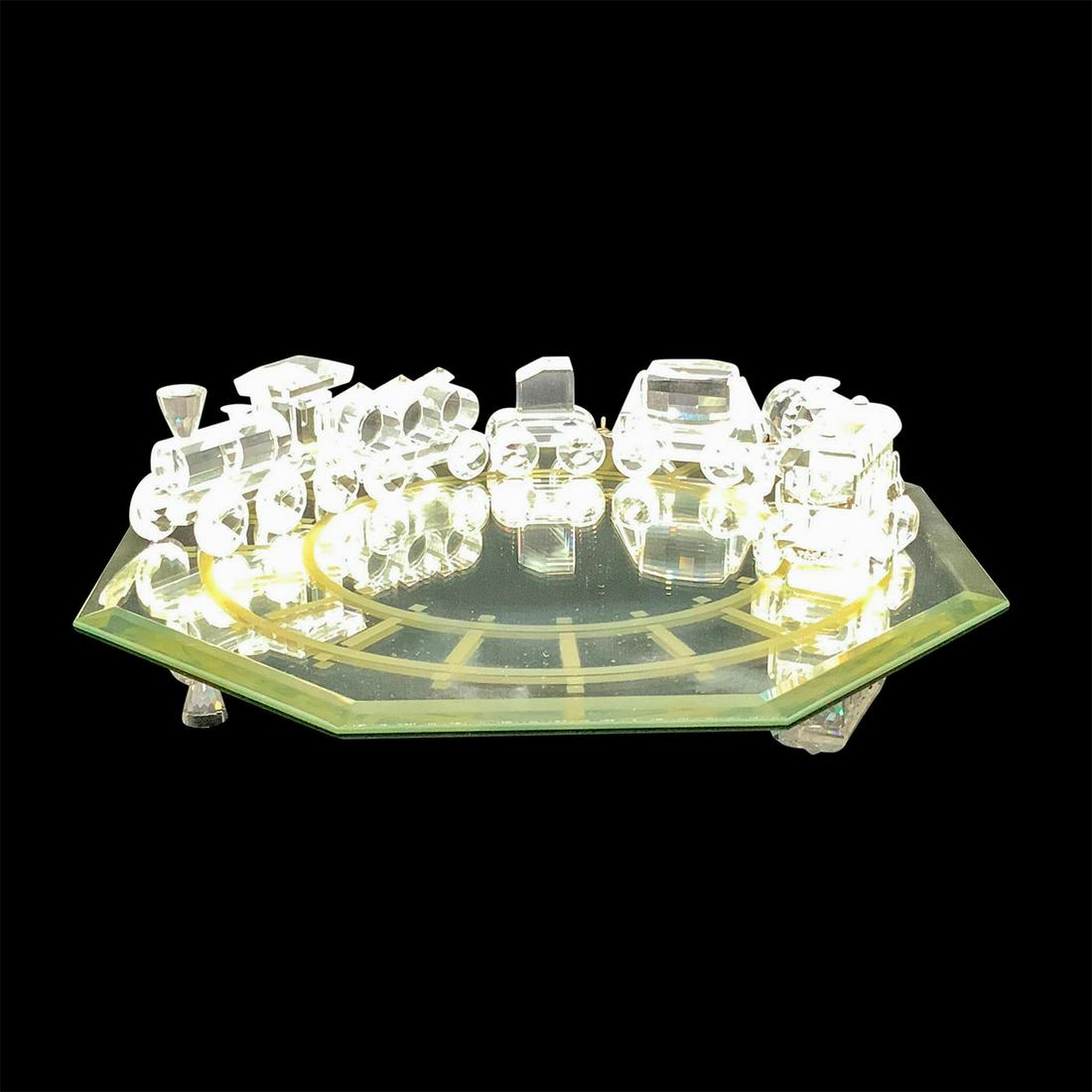 7pc Swarovski Silver Crystal Figurines, Mini Train on Mirror (1 of 3)